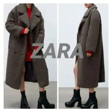 ZARA 보아 더블 브레스트 롱 코트 그레이