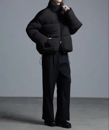 루즈/루스 오버 숏 더블 지퍼 하이넥 에코 다운 자켓