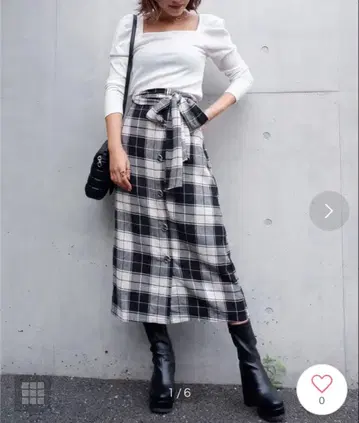 SPIRALGIRL 허리 리본 체크 무늬 스커트