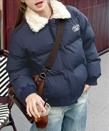 보아 옷깃 캐주얼 다운 자켓