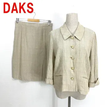 A3352 닥스 스커트 정장 세트 7부 소매 면 체크 베이지 9