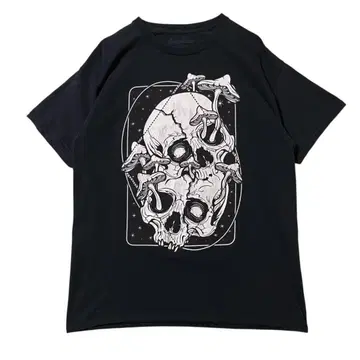 USA 구제 의류 스컬 해골 반팔 T셔츠 대형 프린트 I2335