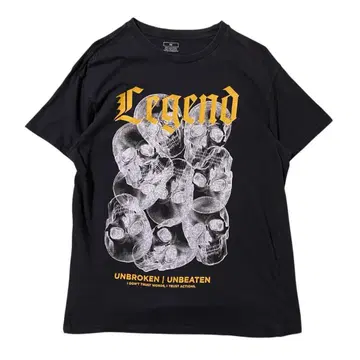 USA 구제 의류 Legend 스컬 해골 반팔 T셔츠 블랙 I2336