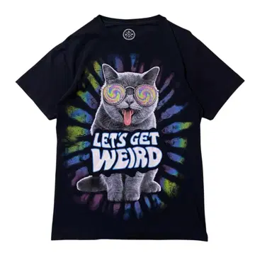 USA 구제 의류 고양이 네코 애니멀 반팔 T셔츠 사이키 I2308