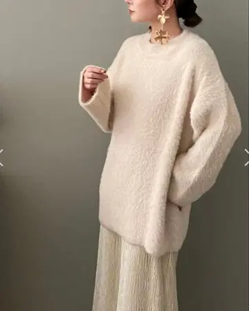 crew neck shaggy knit/LAULEN