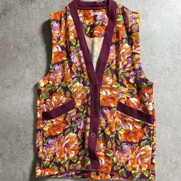 튜닉 쇼와 레트로 꽃무늬 베스트 F 구제 의류 베스트 레트로 플라워