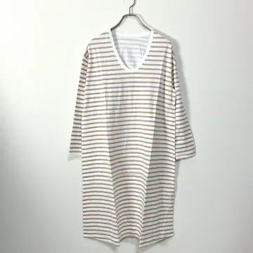 새상품 PRISTINE 오가닉 코튼 100% 보더 원피스 M