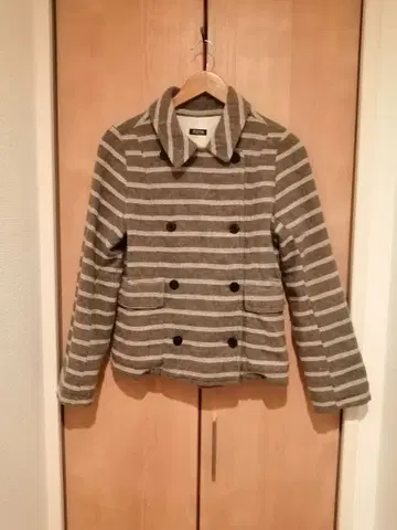 저널 스탠다드 보더 무늬 피 코트 라이트 그레이 일본제