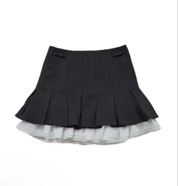Ribbon pleats frill mini skirt