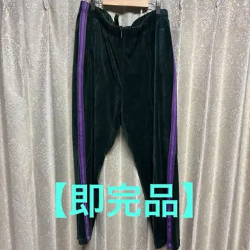 워크맨 벨로아 트랙 팬츠 다크 그린 퍼플 사이드 스트라이프 LL