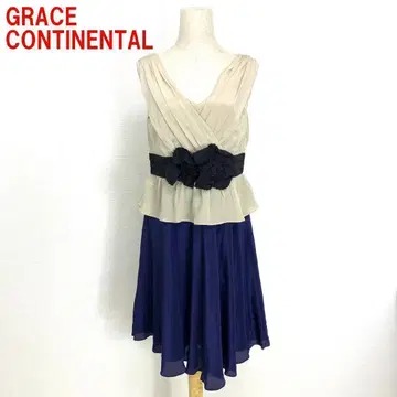 A3346 그레이스 콘티넨탈 무릎 기장 원피스 실크 파랑 베이지 38