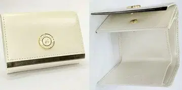 키타무라 가죽 삼단 접이식 미니 지갑 펄 화이트