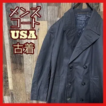 남성용 그레이 트렌치코트 L 아우터 USA 구제 의류 90s 긴팔