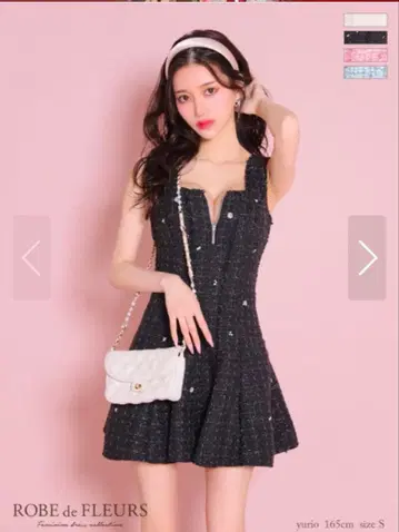 인기 완판 ROBE de FLEURS 트위드 미니 드레스 M