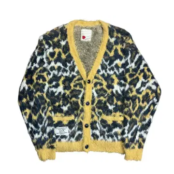 SEVESKIG 레오파드 가디건 니트 스웨터 L