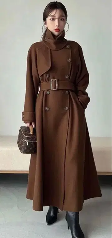 eimy istoire 벨티드 울 트렌치코트 브라운