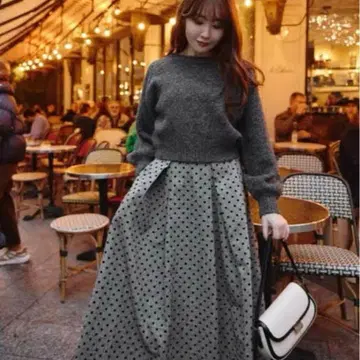herlipto tweed flocked long skirt