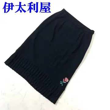 이타리야 무릎 기장 타이트 스커트 블랙 라메 트리아세테이트 7 C4082