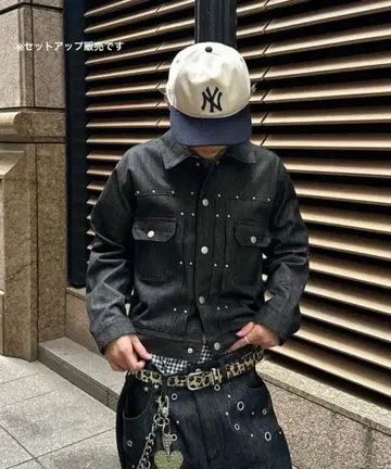 kutir 스터드 디자인 데님 자켓 데님 팬츠 셋업 M 사이즈