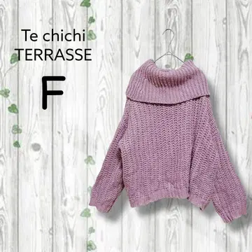 테치치 Techichi 오프 터틀넥 스웨터 긴팔 니트 라벤더