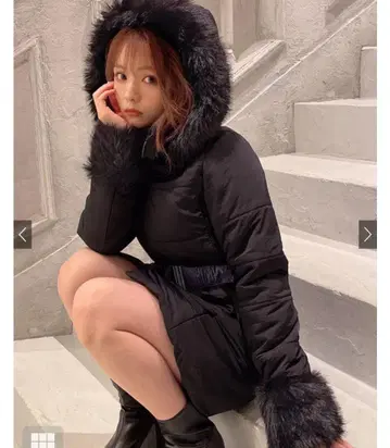 그레일 GRL 새상품 후드 부착 블랙 다운 코트