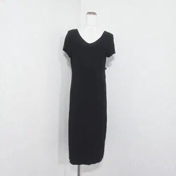 agnes b. 프랑스제 블랙 반팔 V넥 원피스 타이트 (2)