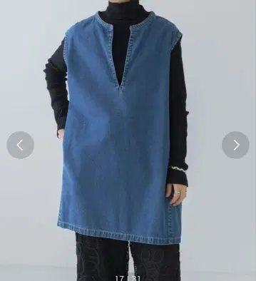 인디고 데님 V넥 슬리브리스 베스트