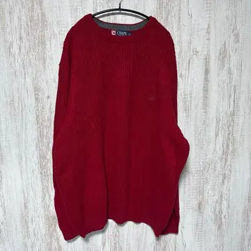 니트 chaps XL 레드 코튼 100% 자수 구제 의류