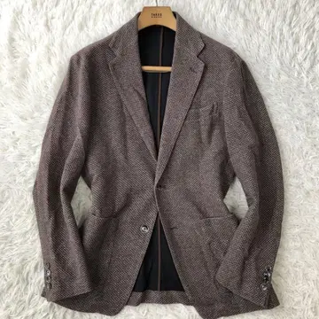 ESTNATION 브라운 체크 무늬 테일러드 자켓