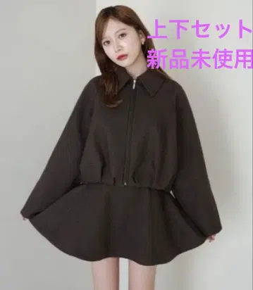 상하의 세트 EIMY ISTOIRE 본딩 스텐 칼라 블루종 미사용 새상품