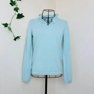 Christian Aujard 캐시미어 니트 프릴 옷깃 블루