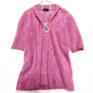 더마 컬렉션 캐시미어 100% 반팔 니트 선명한 색상 V넥 M