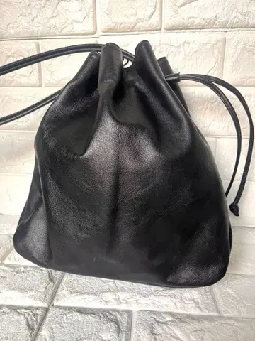 훌라 복조리 드로우 스트링 백 사선 숄더 블랙 FURLA 천연 가죽