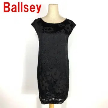 A3683 보르지 무릎 기장 원피스 안감 있음 엠보싱 가공 블랙 L 상당