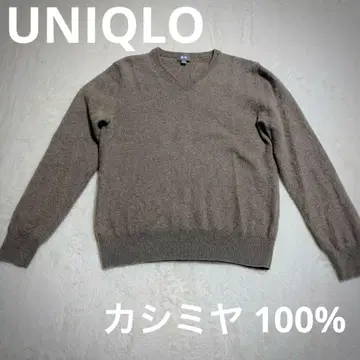 극상 캐시미어 100% 유니클로 V넥 스웨터 M 사이즈 모카 브라운