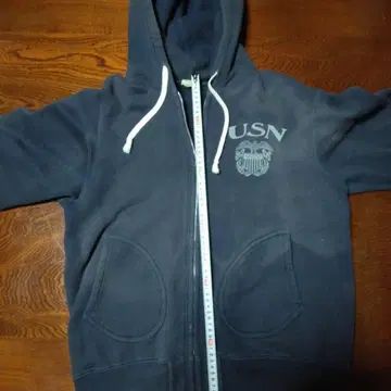 USN 풀 집업 후드티 네이비