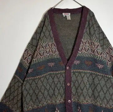 RODIER HOMMES 올 패턴 이탈리아제 아크릴 울 가디건