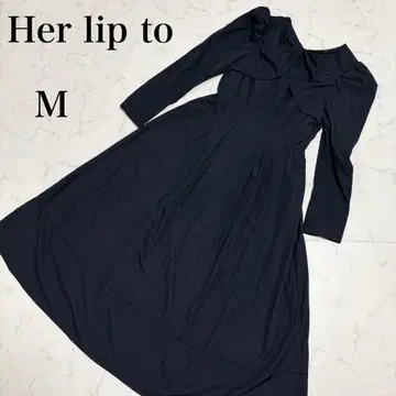 새상품급 Her lip to 롱 원피스 긴팔 플레어 M 네이비 25년