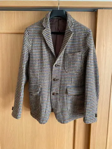 District 테일러드 자켓 46 사이즈 브라운 계열 체크 무늬