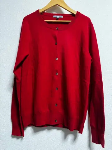 유니클로 UNIQLO 크루넥 캐시미어 가디건 레드 XL