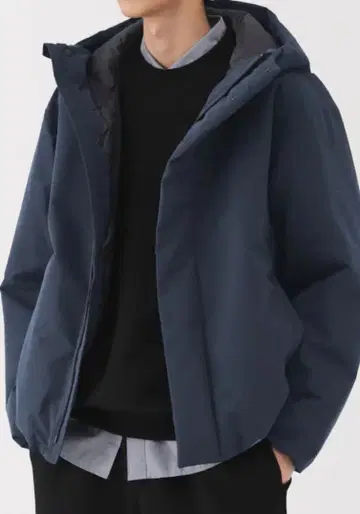 무인양품 2025년 방풍 발수 솜 후드 자켓 네이비 XL