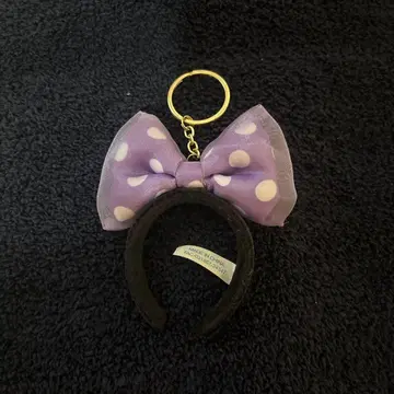 보라색 도트 리본 키링