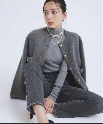 anuans 라쿤 블렌드 노카라 니트 자켓 그레이