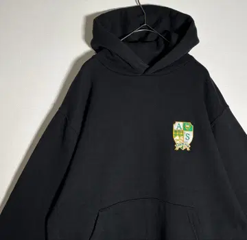 러셀 애슬레틱 칼리지 자수 로고 백 프린트 속기모 후드티