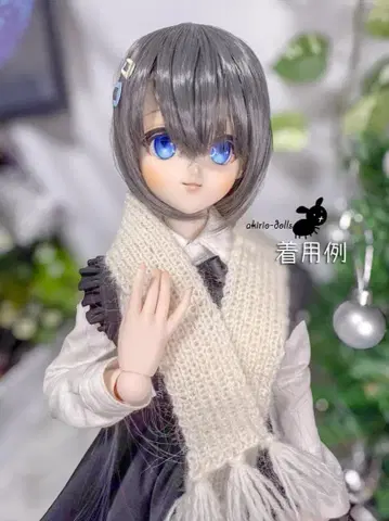 1/4~1/3 인형용 손뜨개질 머플러 2025 화이트 (하자 있음)