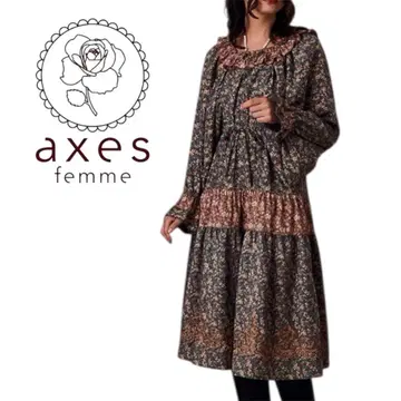 axes femme 플라워 프린트 롱 원피스 노스탤지 프릴