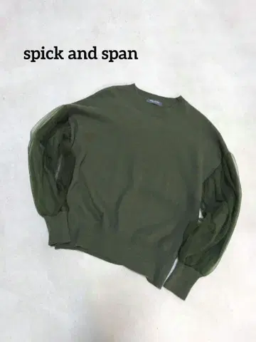 [ 새상품급 ] 스픽 앤 스팬 울 캐시미어 튤 소매 니트 스웨터