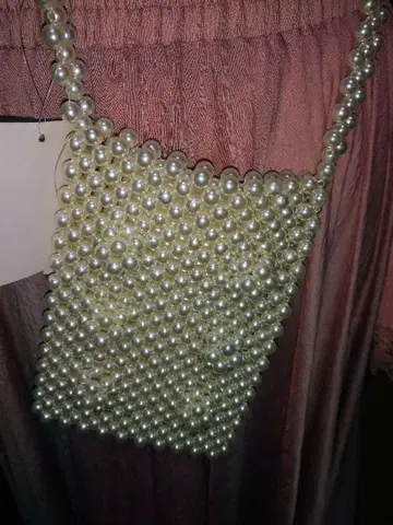 아이보리 펄 비즈 숄더백 스마트폰 케이스 백