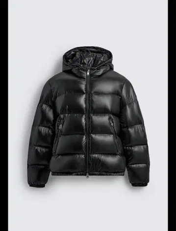 ZARA 광택 발수 가공 블랙 다운 자켓 XS