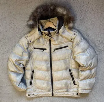 헤이세이 시크 스타일 다운 자켓 퍼 후드 다운 자켓 아이보리